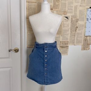 Light wash Button Front Denim Skirt